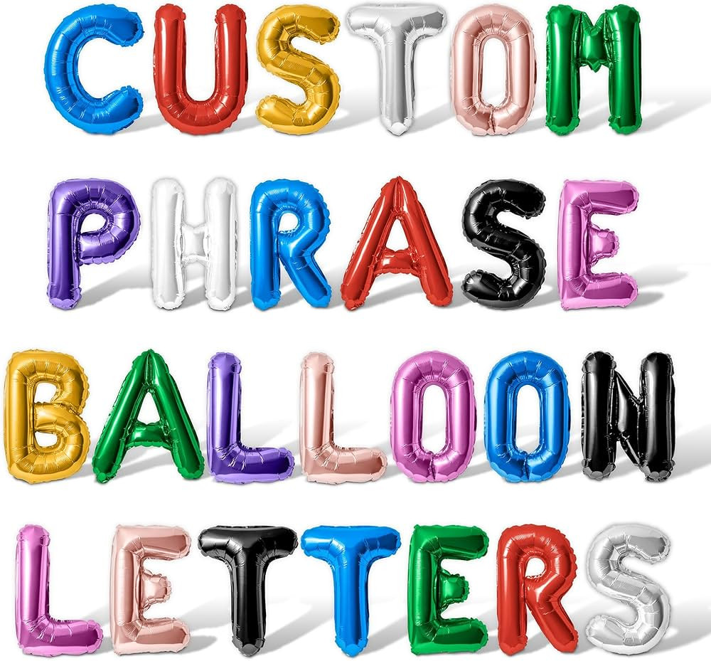 Letter Balloons - Custom Phrase 16" Inch Alphabet Letters & Numbers Foil Mylar Balloon - Create Y... | Amazon (US)