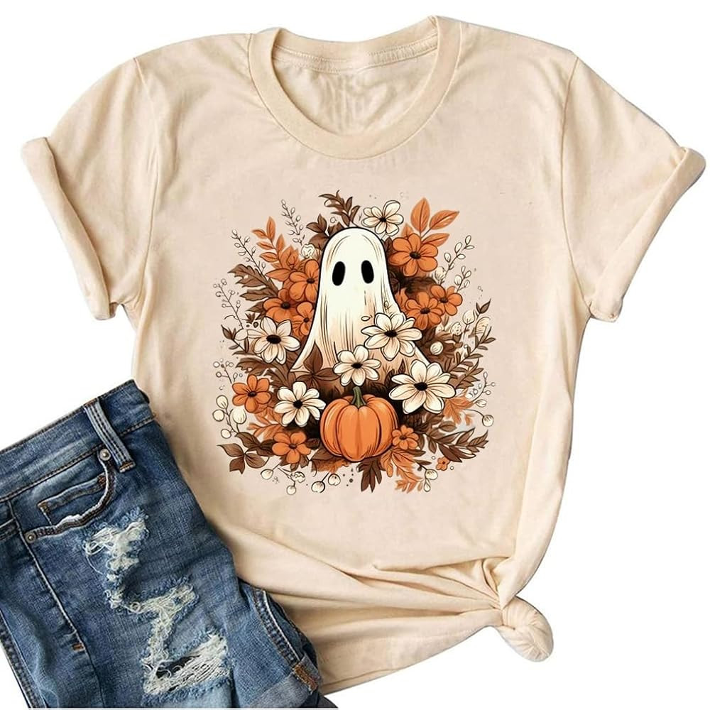Halloween Costumes for Women Funny Pumpkin Printed Cute T Shirts Orange Graphic Tops Fall Tee Fas... | Amazon (US)