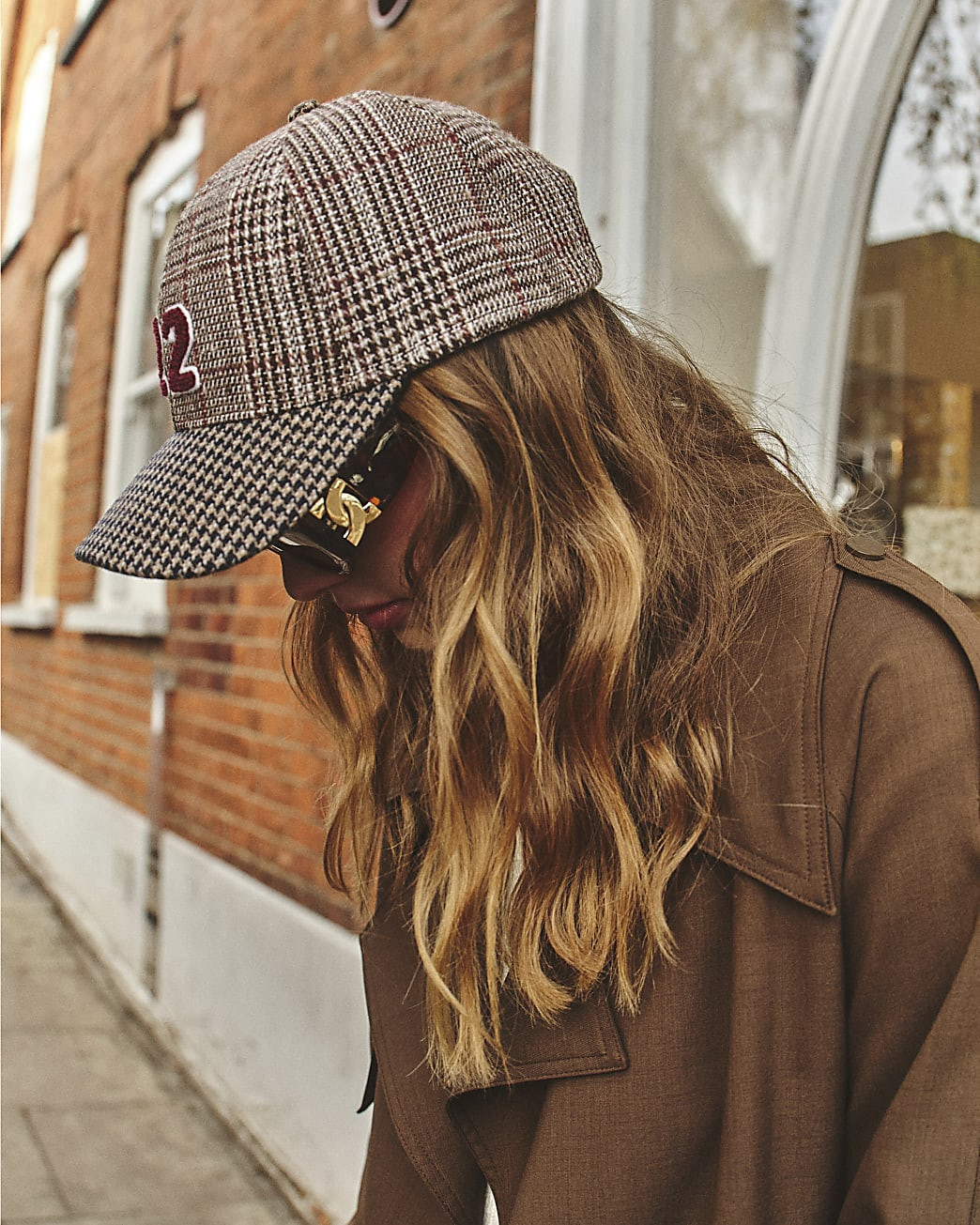 Brown Check Cap | River Island UK & IE