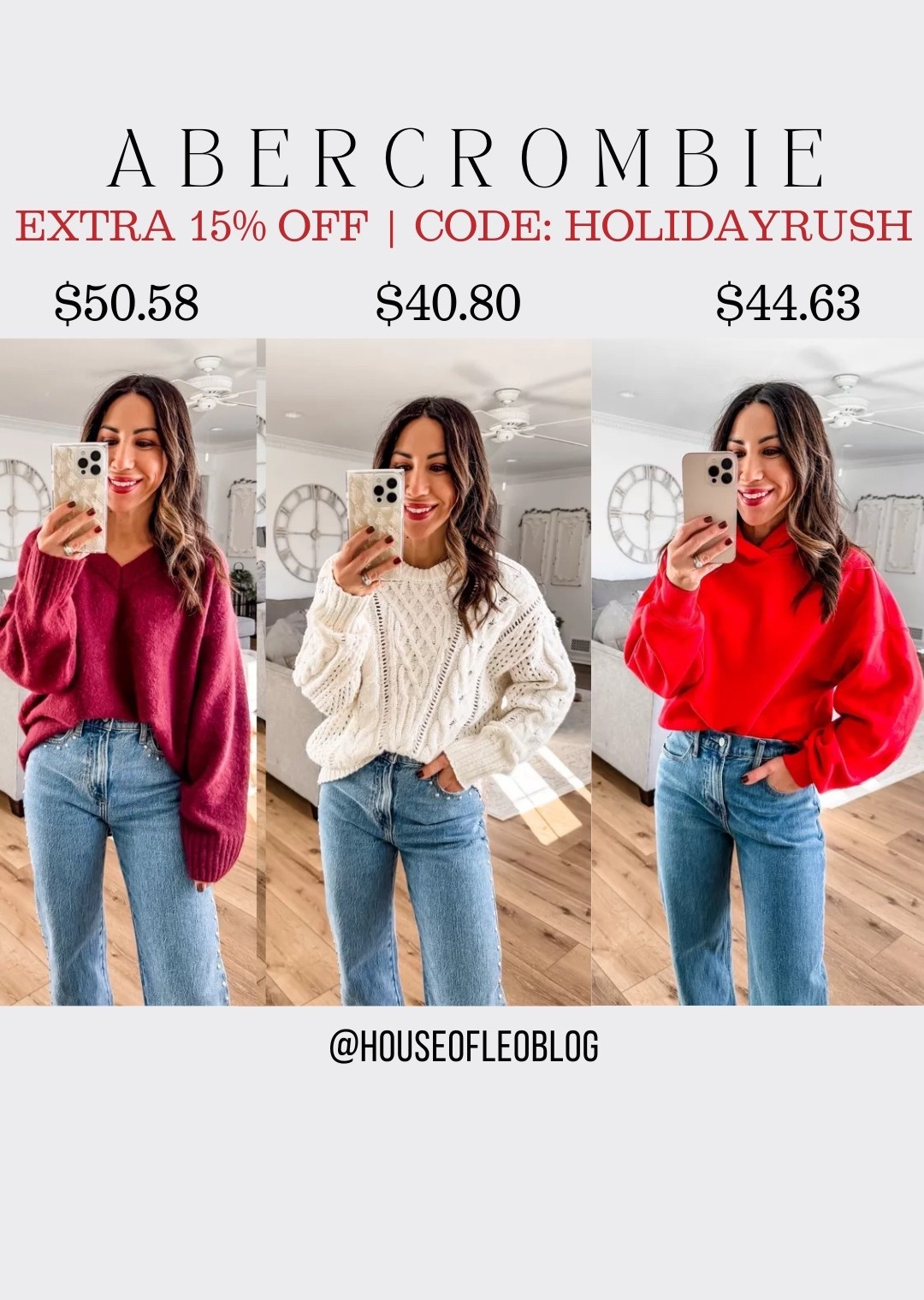 Abercrombie code: HOLIDAYRUSH. Wearing small in all.

#LTKFindsUnder50 #LTKOver40 #LTKSaleAlert