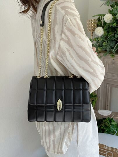 Quilted Flap Chain Shoulder Bag | SHEIN