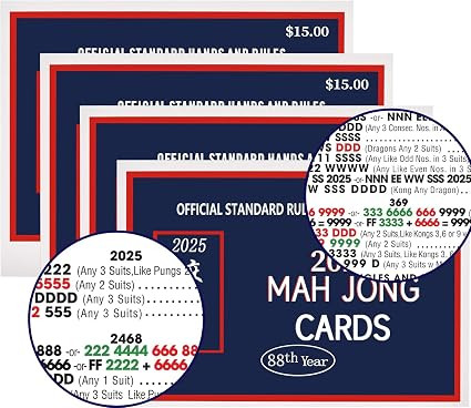 mah jong 2025 Cards Official Revision - Large Size - 4Pcs | Amazon (US)