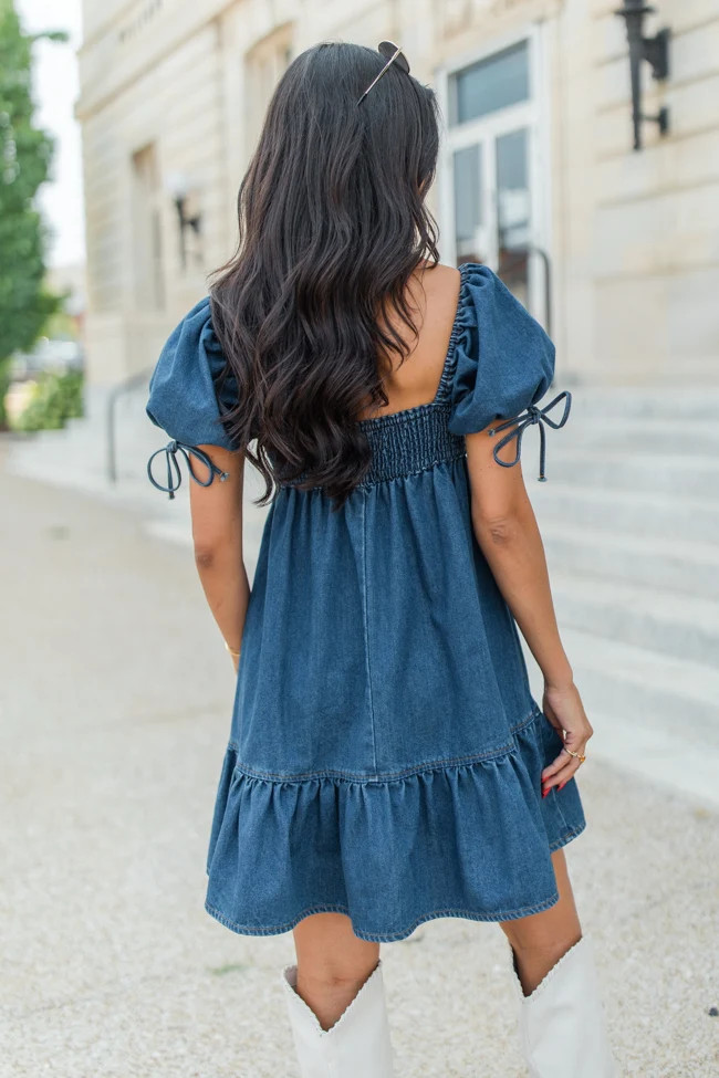 When It Happens Sweetheart Neckline Denim Dress | Pink Lily