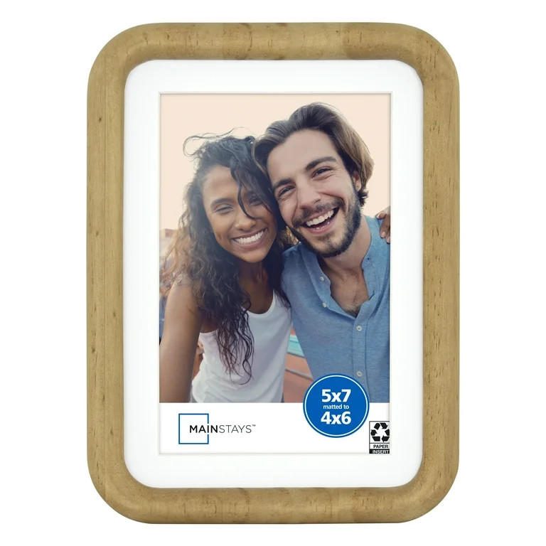 Mainstays 5x7 Matted to 4x6 Rounded Wood Tabletop Picture Frame | Walmart (US)