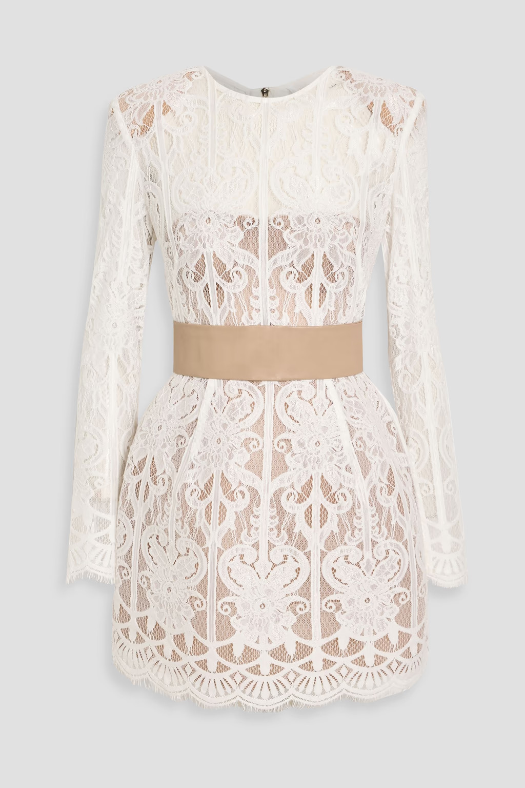 Casey belted scalloped lace mini dress | The Outnet (US and CA)