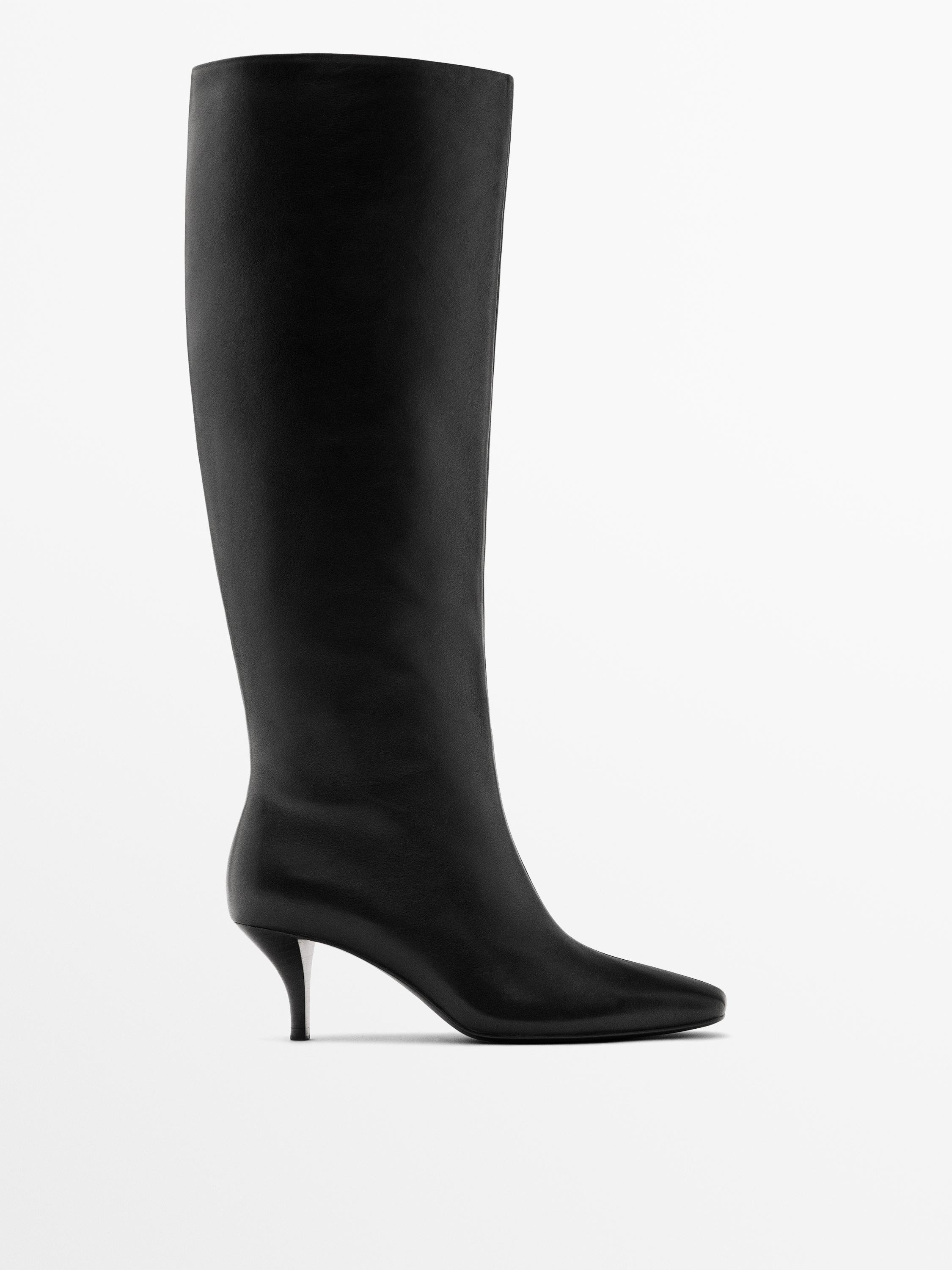 Leather stiletto heel boots · Black · Shoes | Massimo Dutti | Massimo Dutti US