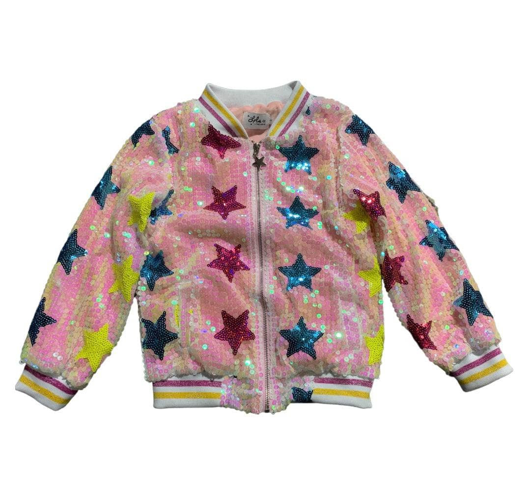 Rainbow Stars Sequin Bomber | Lola + The Boys