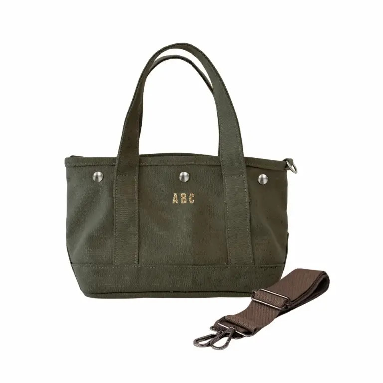 The Seaport Boat Bag - Olive Canvas Mini Monogram | Quilted Koala