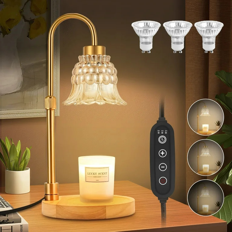 Hwawhin Candle Warmer Lamp with 3 Bulbs, Candle Lamp with Timer and Dimmer, Vintage Electric Cand... | Walmart (US)