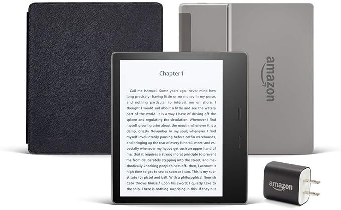 Kindle Oasis Essentials Bundle including Kindle Oasis (Graphite, Ad-Supported), Amazon Leather Co... | Amazon (US)