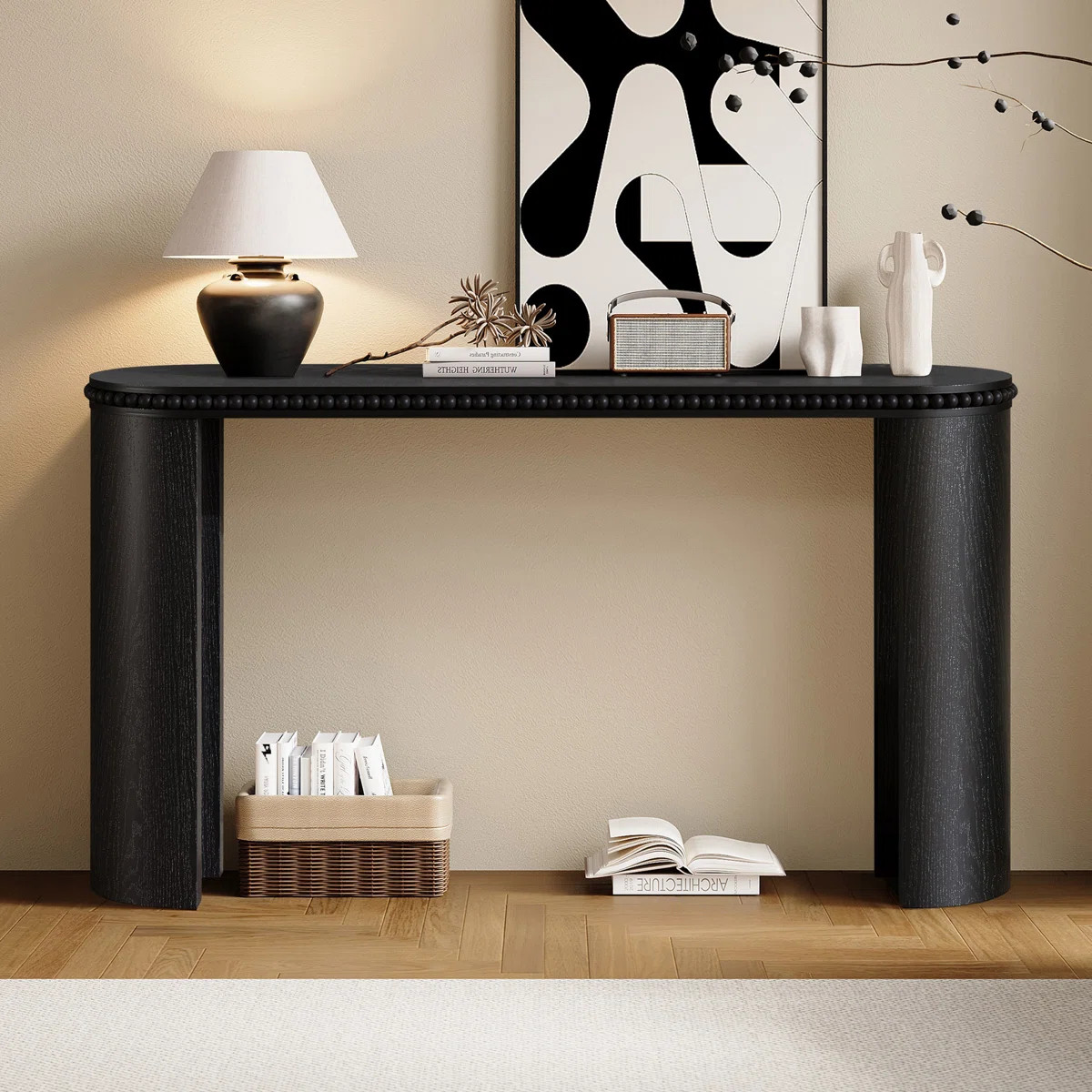 Asvin 60" Wooden Console Table Decorated with Wooden Balls | Wayfair North America