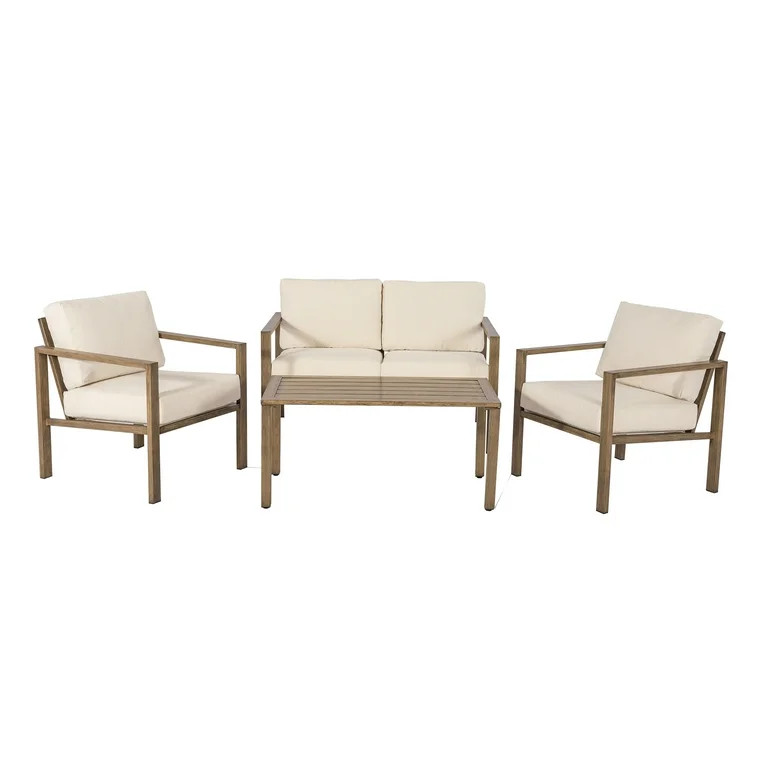 Mainstays Dashwood 4-Piece Outdoor Patio Conversation Set, Cream - Walmart.com | Walmart (US)
