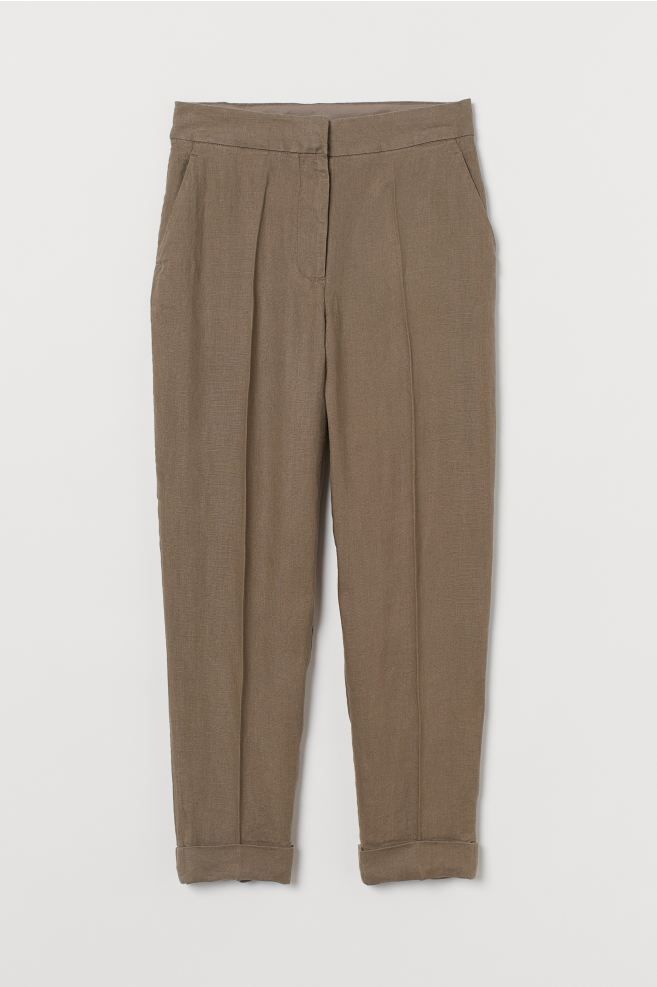 Anzughose in 7/8-Länge aus einem luftigen Leinengewebe. Die Hose hat leicht schmaler zulaufende ... | H&M (DE, AT, CH, NL, FI)