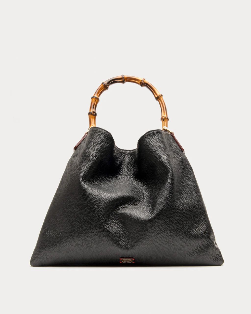 Muriel Tote Tumbled Leather Black | Frances Valentine