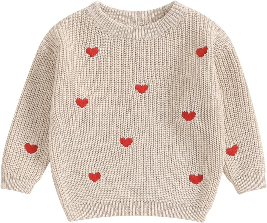 Lesimsam Toddler Baby Boy Girl Valentine's Day Outfit Heart Knit Sweater Oversized Knitted Pullov... | Amazon (US)
