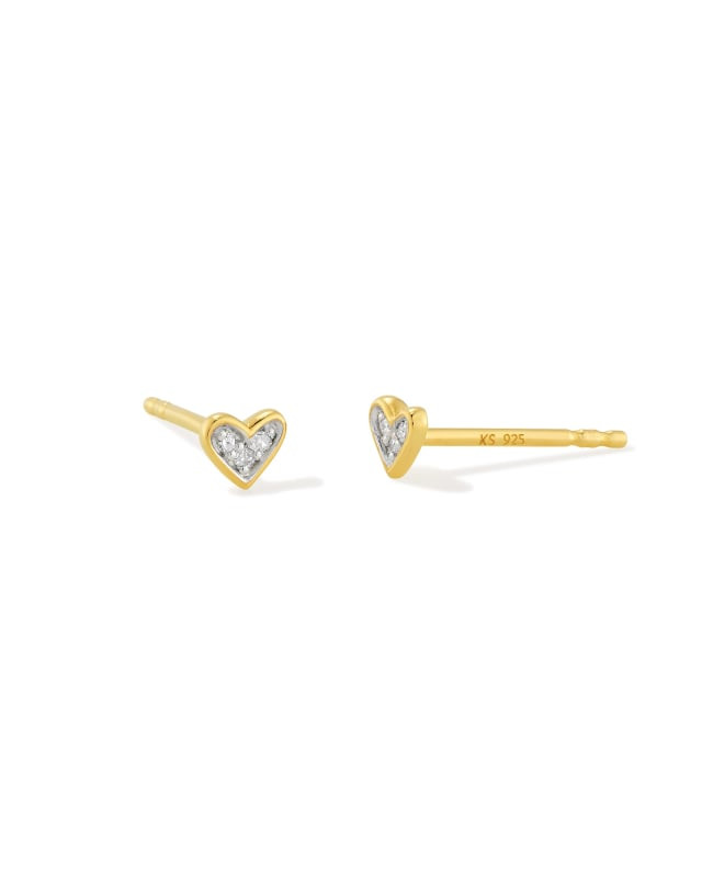 Tiny Ari Heart 18k Gold Vermeil Diamond Stud Earrings | Kendra Scott | Kendra Scott