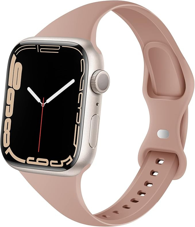 DYKEISS Sport Slim Silicone Band Compatible for Apple Watch Band 38mm 42mm 40mm 44mm 41mm 45mm, Thin | Amazon (US)