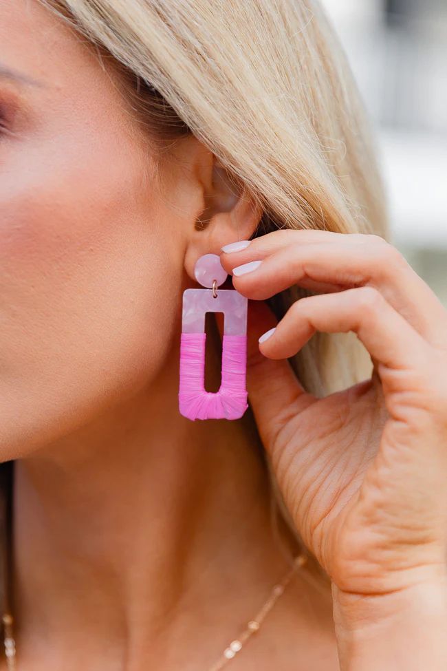 Pink Acrylic Square Earrings | Pink Lily