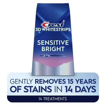 Crest 3D Whitestrips Sensitive Bright Teeth Whitening Kit for At-Home Use, 14 Treatments | Walmart (US)