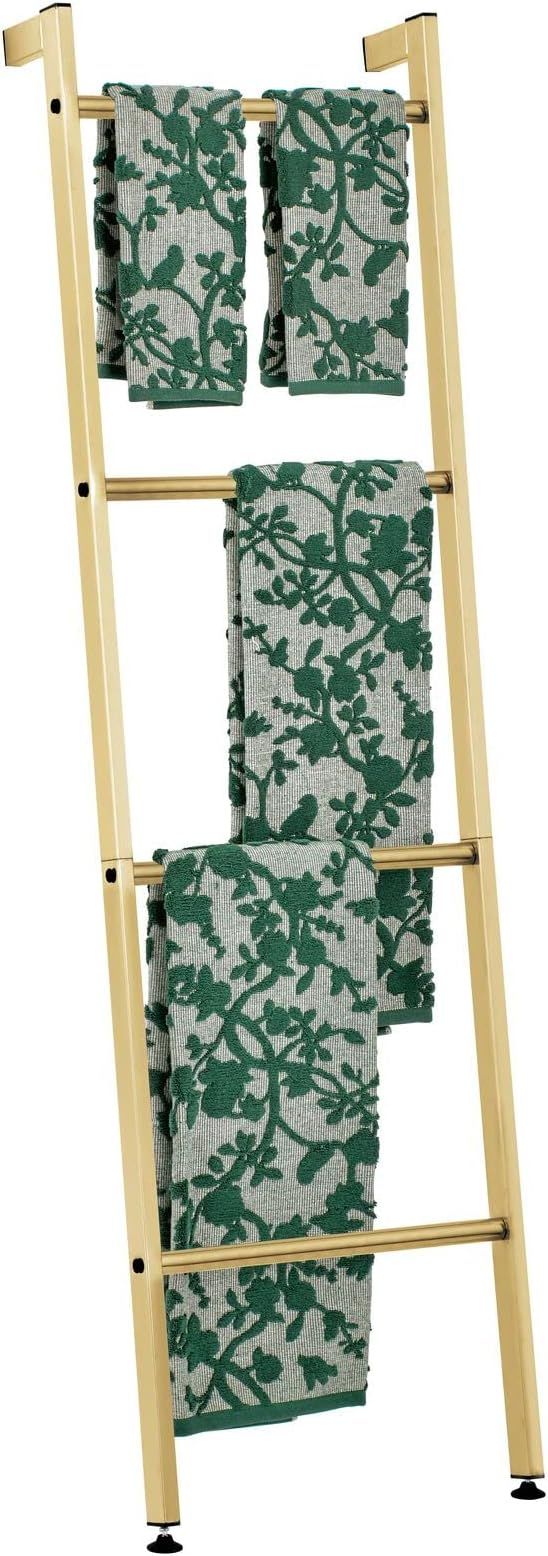 mDesign Metal Free Standing Wall Leaning Decorative Bath Towel Rack Bar Storage Ladder - for Bath... | Amazon (US)