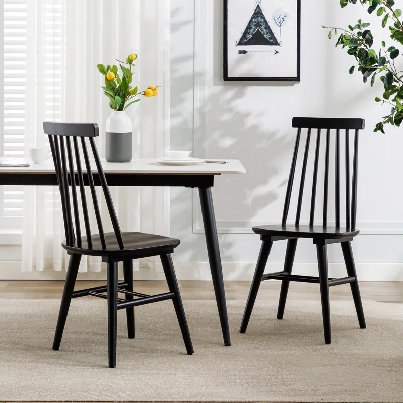 Alvie 17" Wide Modern Farmhouse Windsor Back Solid Wood Dinning Chairs | Wayfair North America