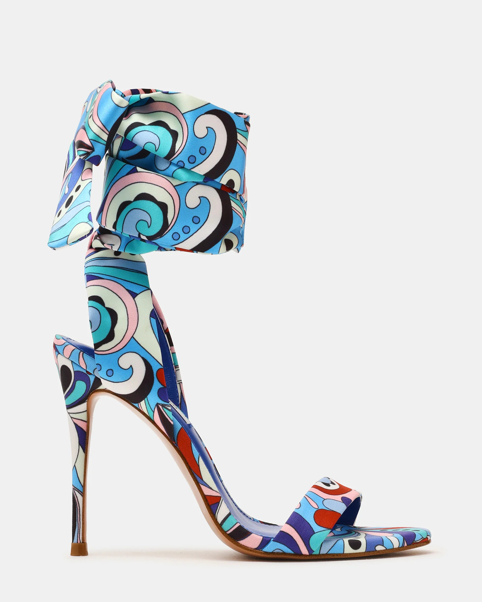 EVREN Blue Print Strappy Leg-Tie Stiletto Women's Heel | Steve Madden (US)