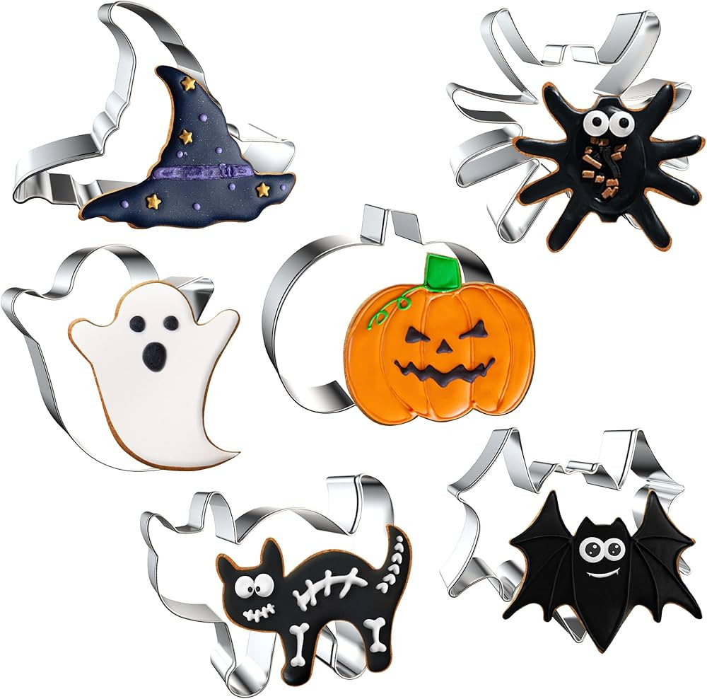 Halloween Cookie Cutters, 6 Pcs Holiday Cookie Cutters Halloween Shapes - Spider, Pumpkin, Bat, C... | Amazon (US)