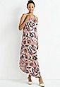 24/7 Tan Floral Halter Neck Maxi Dress | Maurices