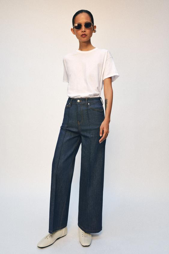 ZW COLLECTION WIDE LEG HIGH-RISE JEANS | Zara US
