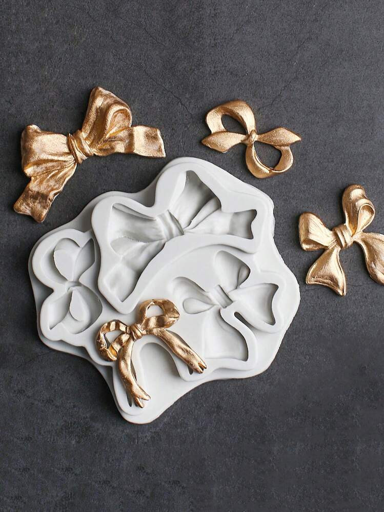 DIY French Beauty Bow Ribbon Silicone Mold Resin Dropped Gypsum Clay Mold Fragrant Soap Candle Decoration Baking Mold | SHEIN