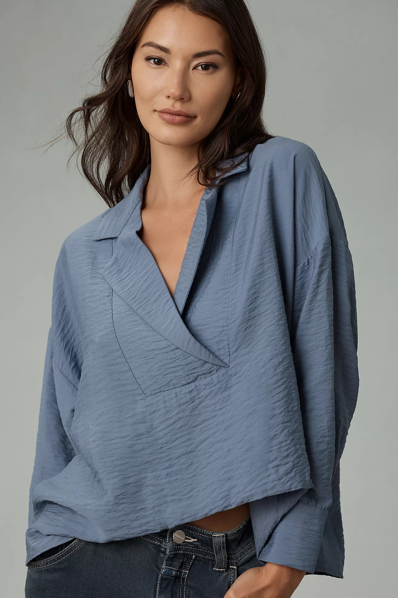The Dylon Long-Sleeve Wide-Placket Top | Anthropologie (US)