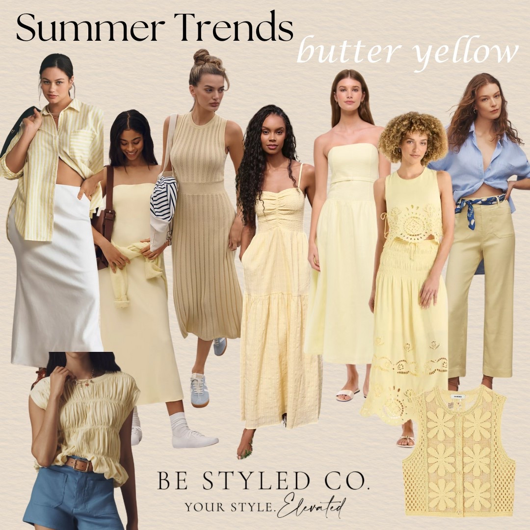 Spring and summer color trends - Butter yellow is trending for spring and summer and we are loving it! Pair with crisp whites, denim, or light blue tones for a gorgeous summer look 

#LTKSeasonal #LTKOver40 #LTKStyleTip
