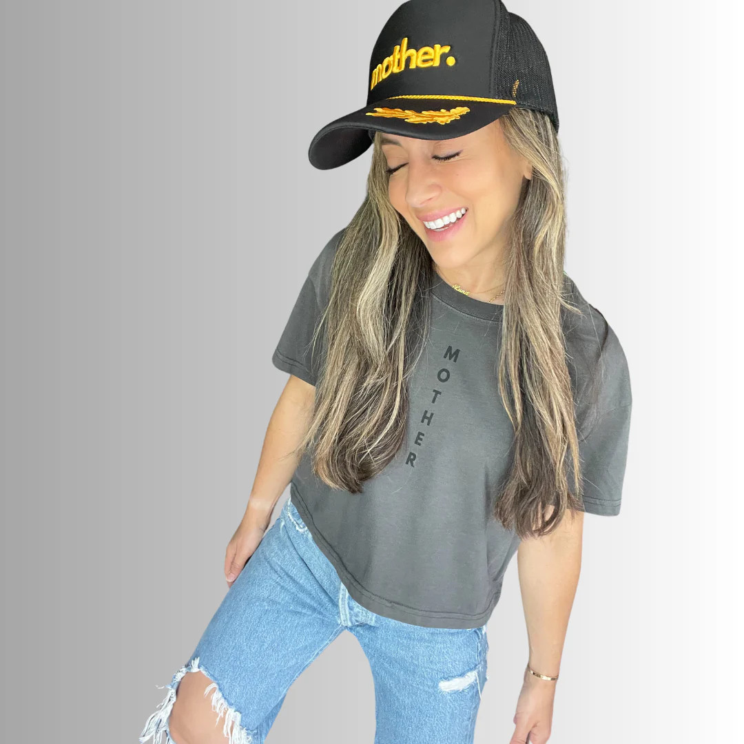 Printed Crop Tshirt - Faded Black | Mother Hats