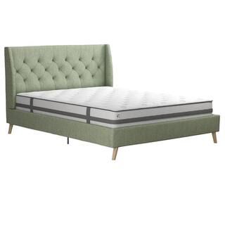 Her Majesty Green Linen Full Upholstered Bed | The Home Depot