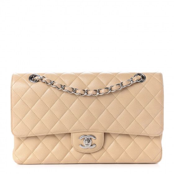 Caviar Quilted Medium Double Flap Beige Clair | Fashionphile