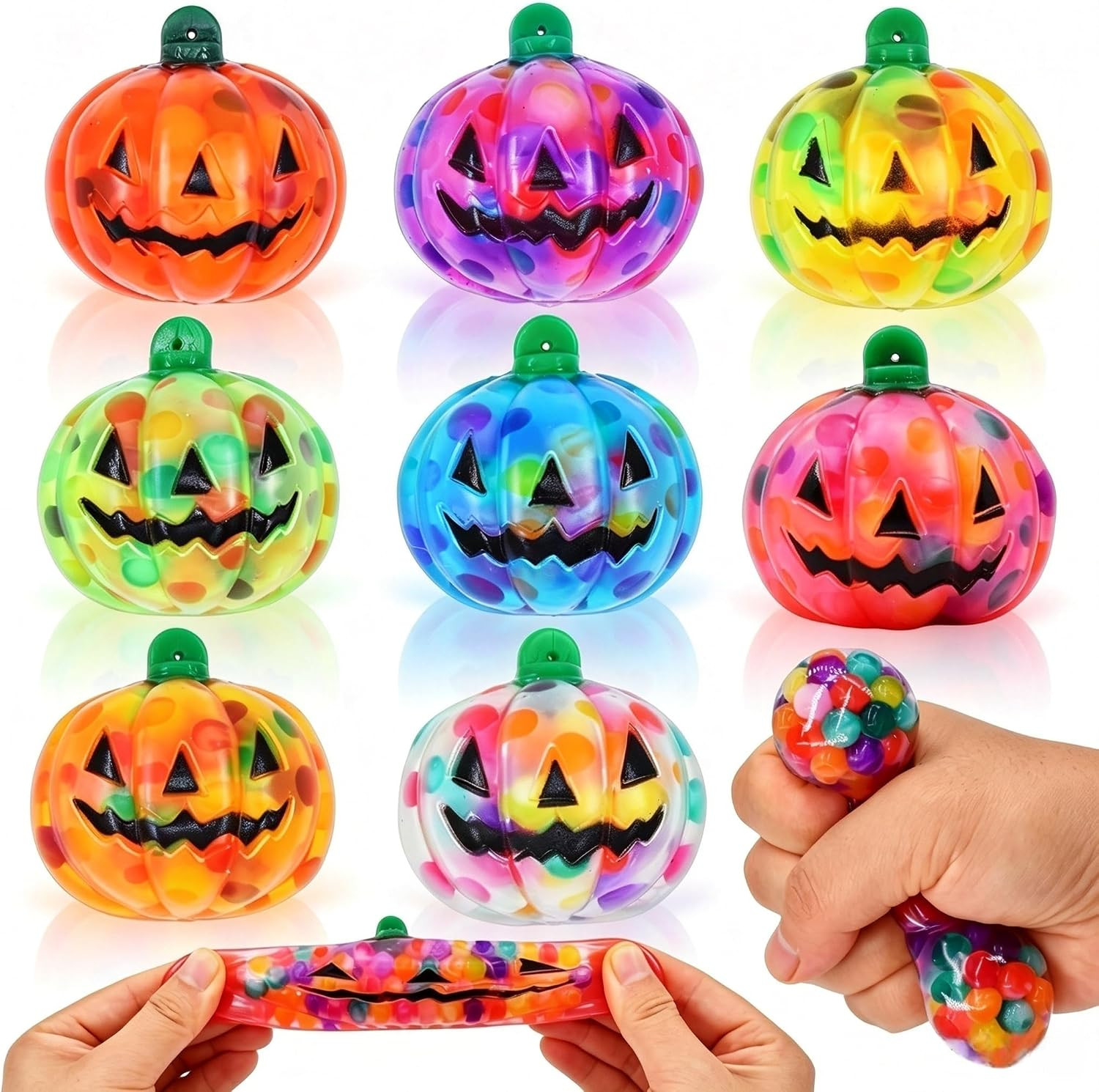 8 Pack Halloween Pumpkin Stress Balls, Squeeze Balls Squishy Toy | Amazon (US)