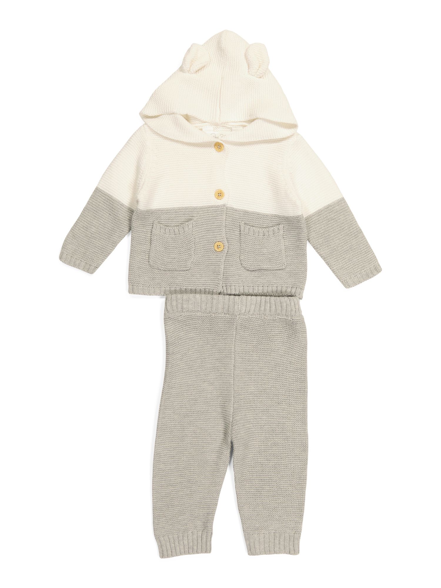 Newborn 2pc Hooded Knit Cardigan And Pant Set | TJ Maxx