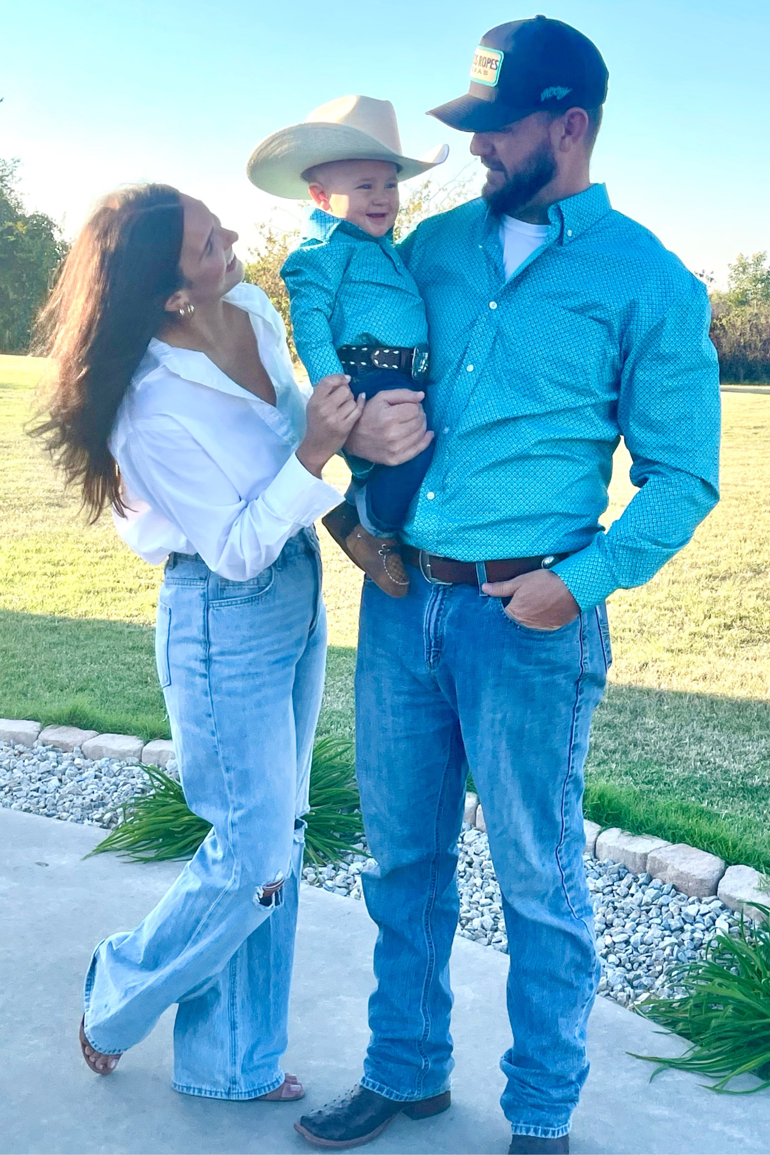 Family date night western | 
Daddy and son matching shirts 
Modern western outfit 
Baby cowboy hat | baby western 
Baby western outfit | family night 

#LTKunder100 #LTKfamily #LTKbaby