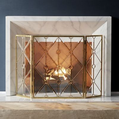 Bellamy Beveled Glass Fireplace Screen | Frontgate
