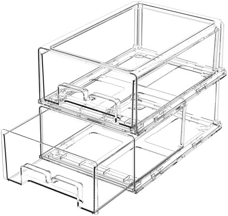 2 Pack Refrigerator Drawers - Fridge Organizer Bins Stackable Storage Drawers, Clear Refrigerator... | Amazon (US)