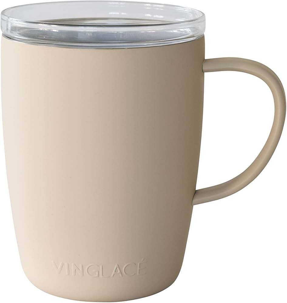 Vinglacé Stainless Steel Coffee Mug- Insulated Hot and Cold Beverage Cup with Glass Insert and L... | Amazon (US)