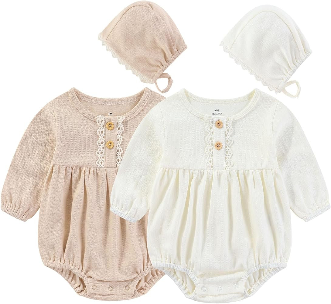 Baby Girl Clothes Cotton Bubble Romper Floral Bodysuits Infant Outfit Set | Amazon (US)