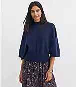 Ribtrim Mock Neck Cape Sweater | LOFT