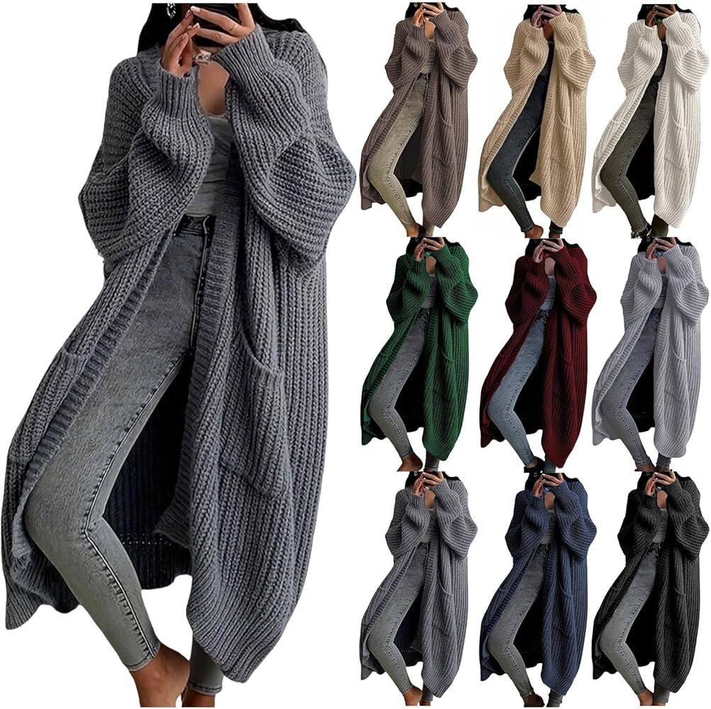 Womens Long Cardigan Sweaters Open Front Cardigan Oversized Knit Chunky Sweater Fall Winter Coat ... | Amazon (US)