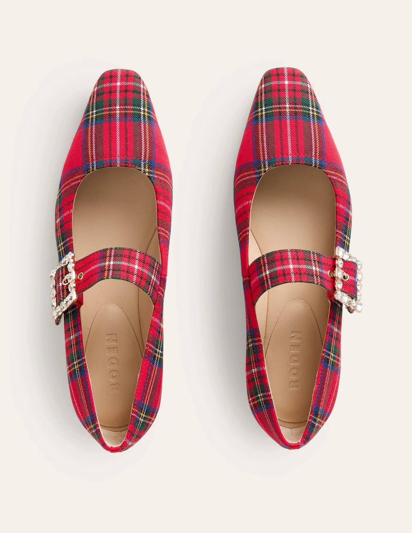 Vic Chisel Toe Mary Janes - Check | Boden UK | Boden UK