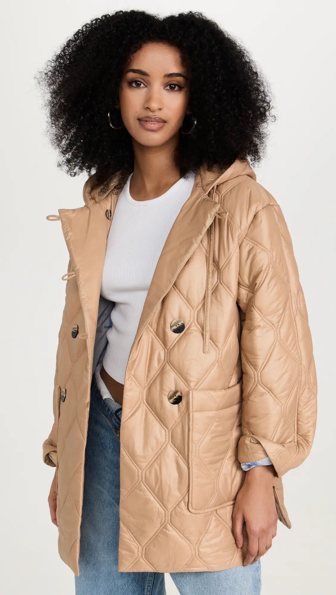 GANNI Shiny Quilt Hooded Jacket | Shopbop | Shopbop