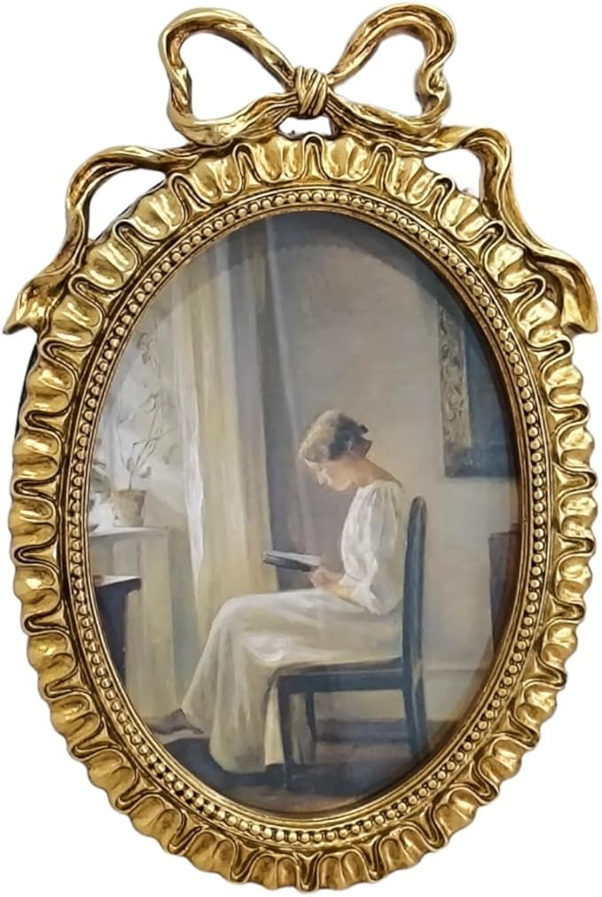 LONG XIN SERIES 1PCS 5x7 Inch Vintage Picture Frame Oval Bowknot Resin Picture Frame with Glass F... | Amazon (US)
