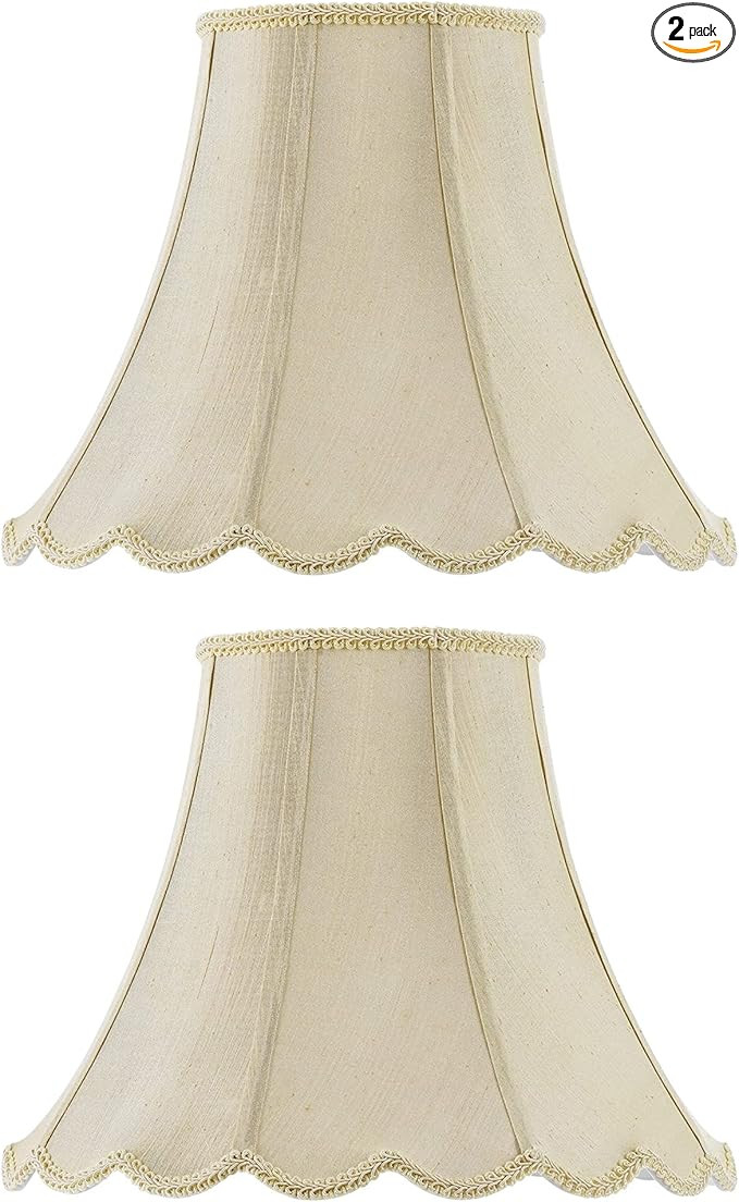 Cal Lighting SH-8105/12-CM-2 9" Vertical Piped Scallop Bell Fabric Shade, 2 Pack, Champagne | Amazon (US)
