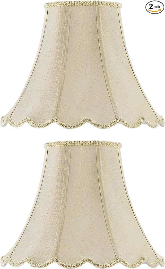 Cal Lighting SH-8105/12-CM-2 9" Vertical Piped Scallop Bell Fabric Shade, 2 Pack, Champagne | Amazon (US)
