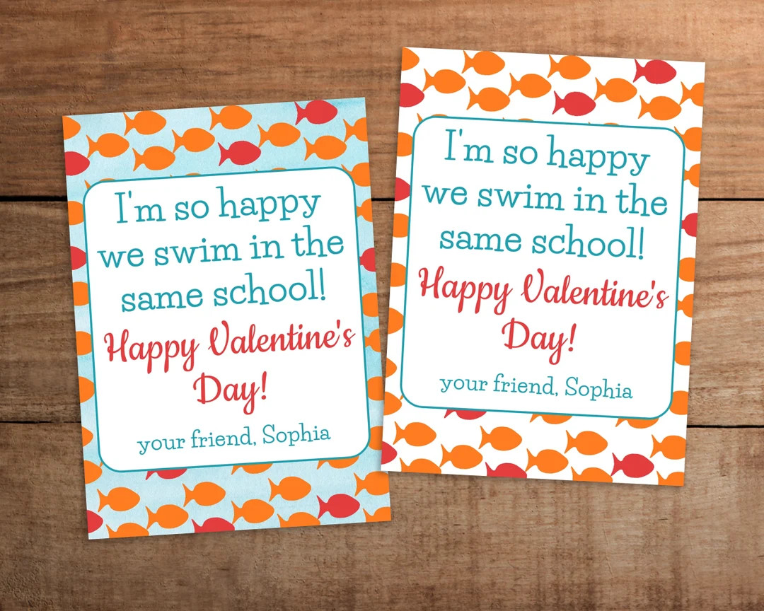 Valentine Goldfish Crackers Gift Tag Printable I'm so Glad We Swim in the Same School - Etsy | Etsy (US)